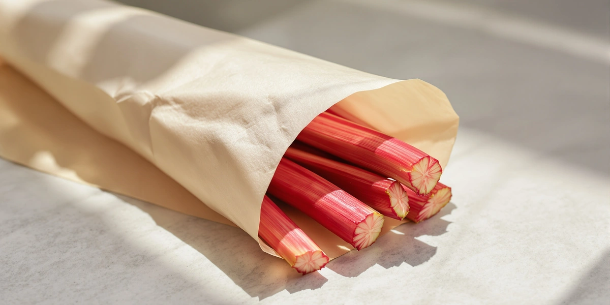 rabarbar przechowywany w papierze śniadaniowym