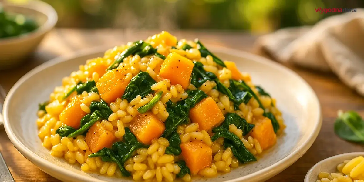 risotto z dynią, szpinakiem i parmezanem