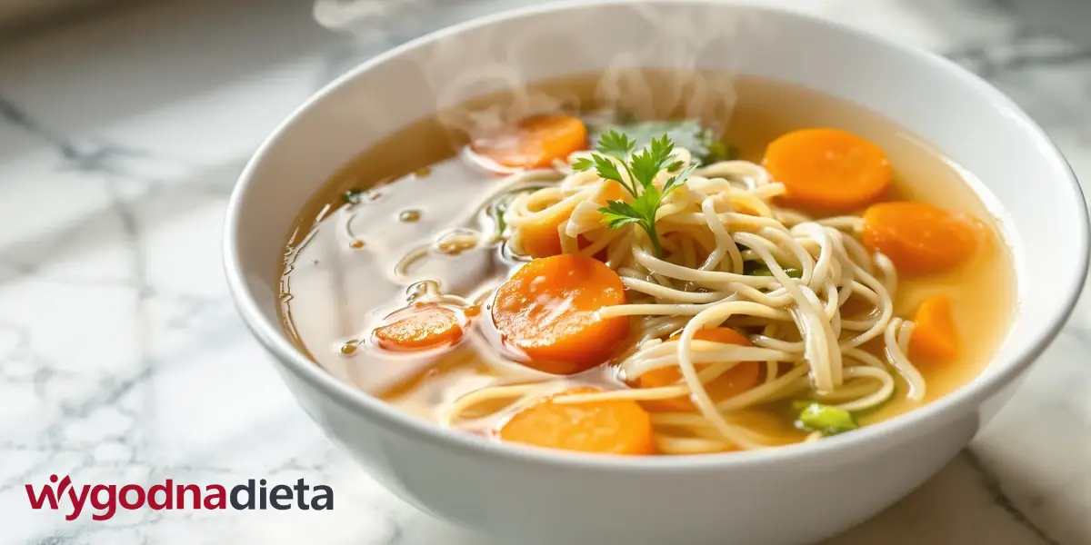 rosół drobiowy z marchewką i makaronem