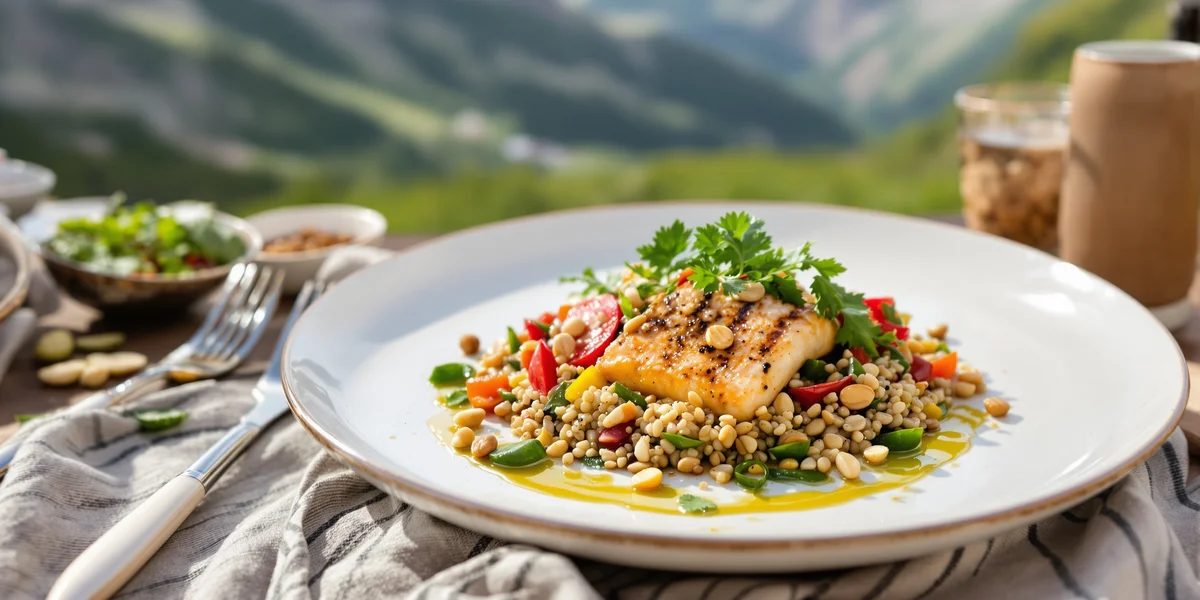 Rybka na kaszy z warzywami