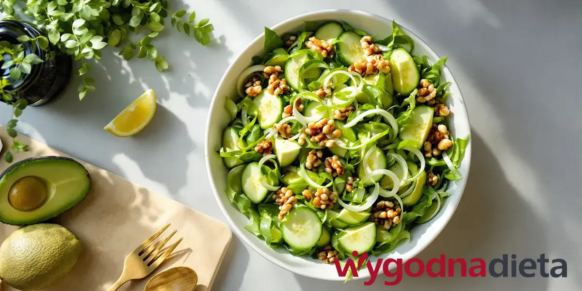 sałatka z awokado, ogórkiem i orzechami