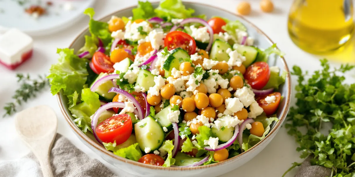 Sałatka grecka z ciecierzycą i fetą
