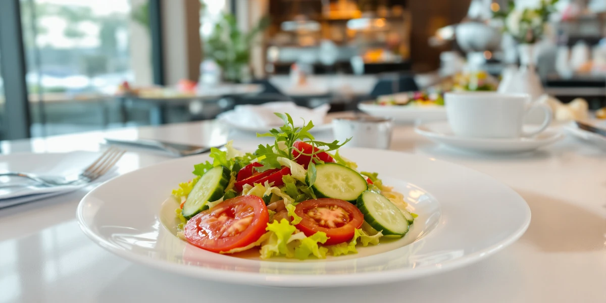 Sałatka warzywna na białym talerzu