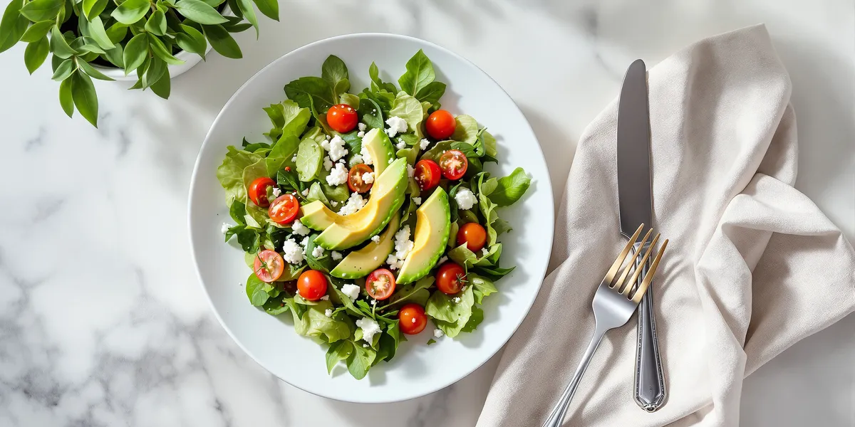 Sałatka z awokado, pomidorkami i fetą