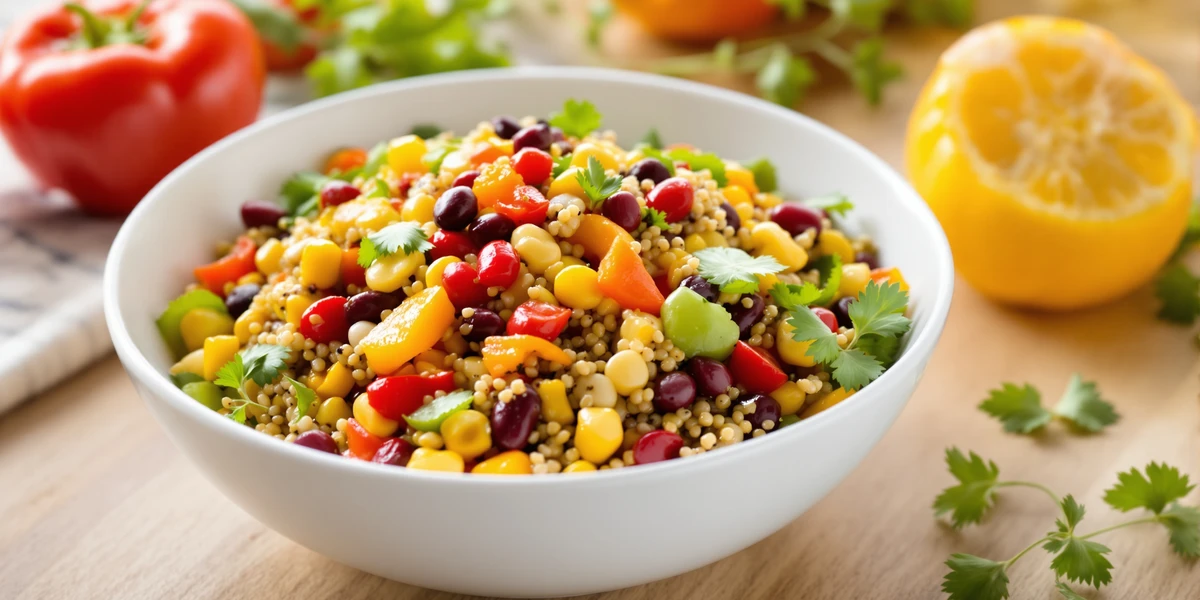 Sałatka z kaszą, warzywami, kiełkami