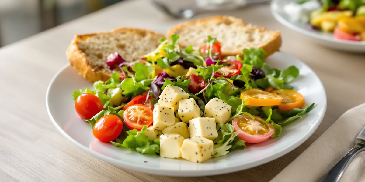 Sałatka z kostkami sera żółtego