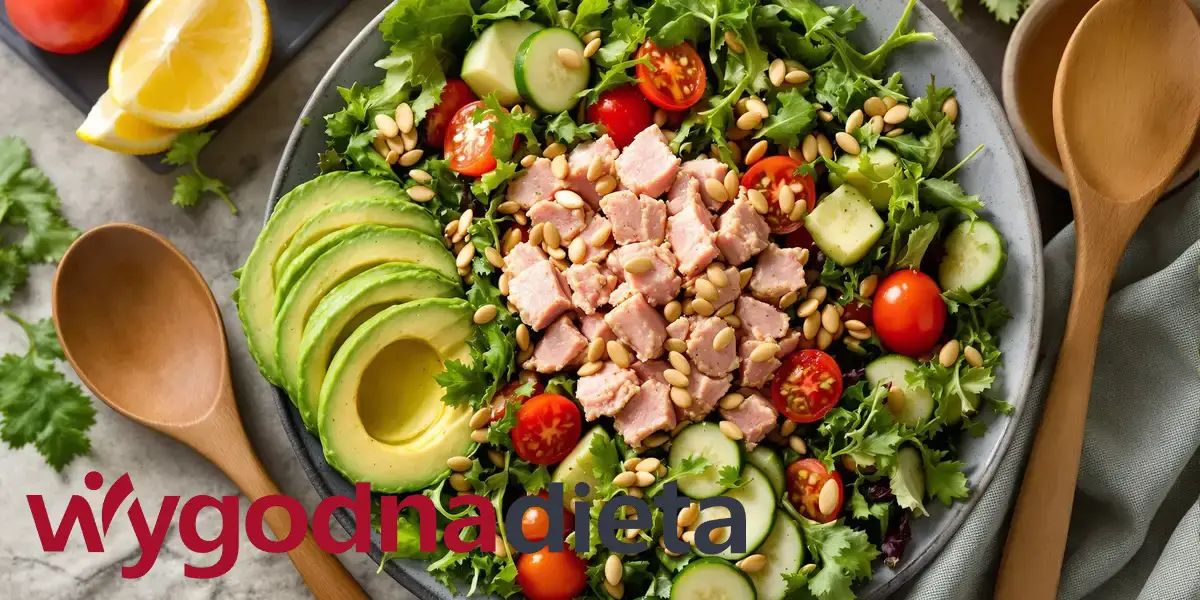 sałatka z tuńczykiem w sosie własnym i awokado