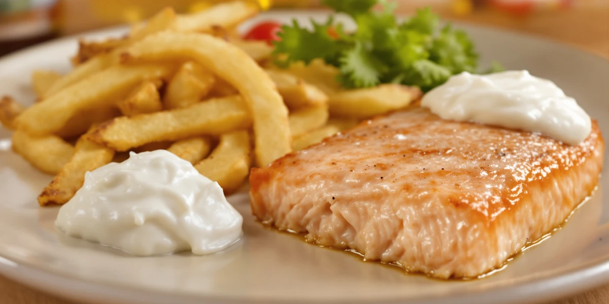 selerowe frytki z majonezem i łososiem