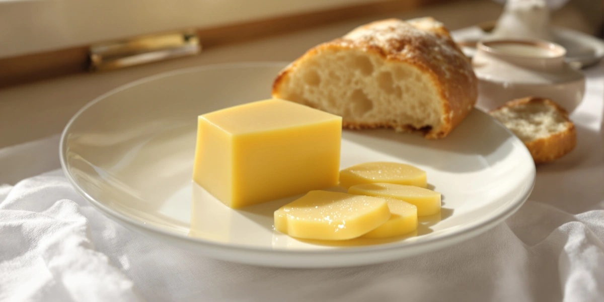 Ser żółty i pieczywo na talerzu