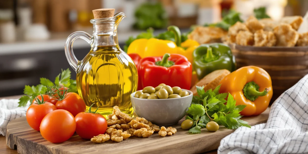 Składniki diety śródziemnomorskiej na desce