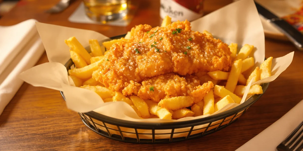 Smażony kurczak z frytkami