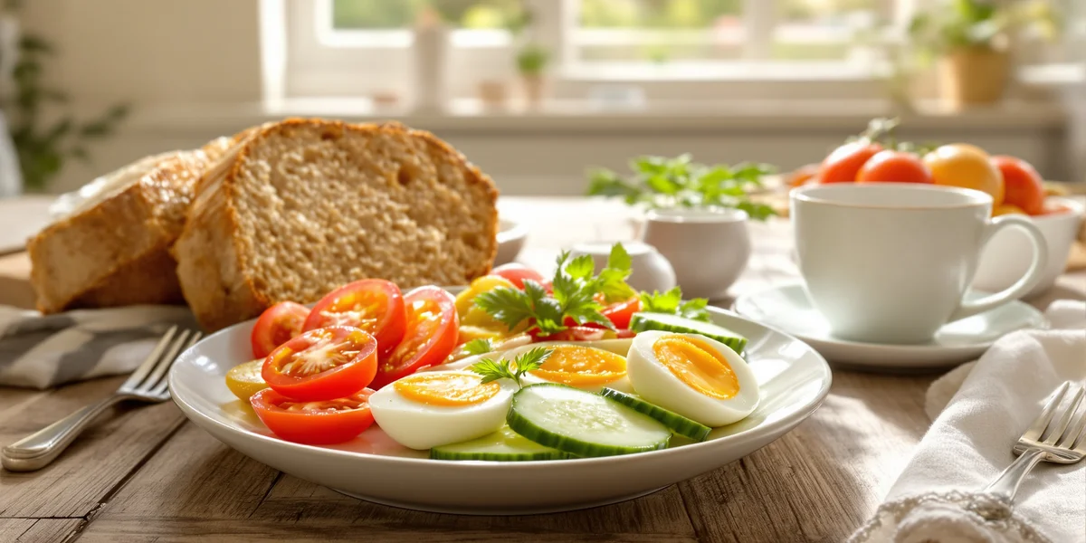 Śniadanie z jajkami i pomidorami