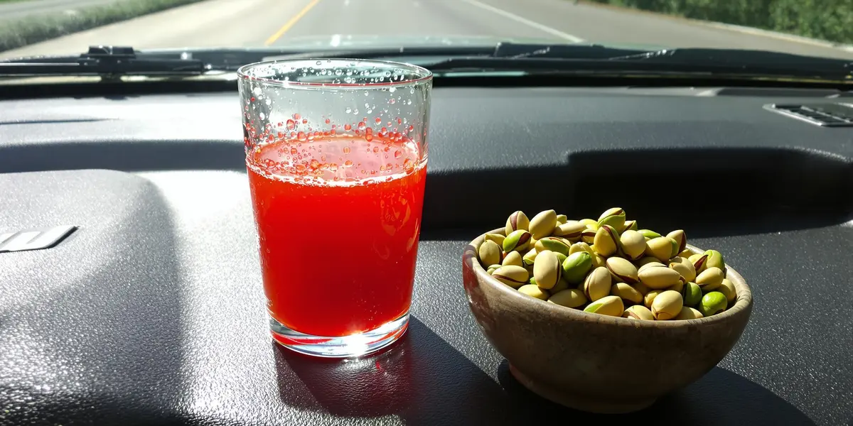 Sok pomidorowy, garść pistacji