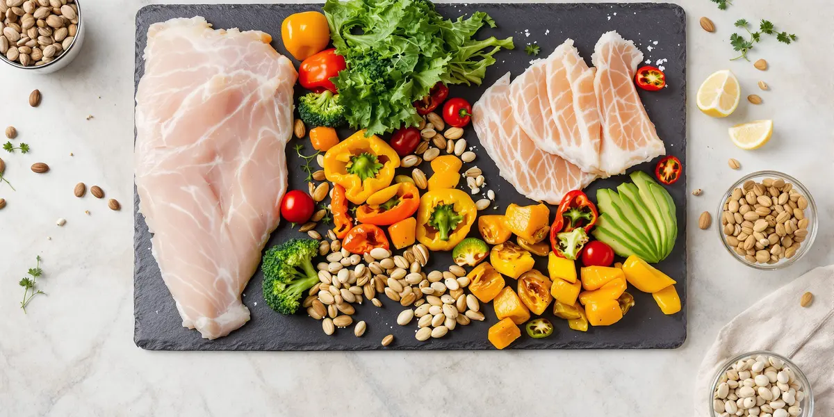 Surowe mięso, ryba i warzywa paleo