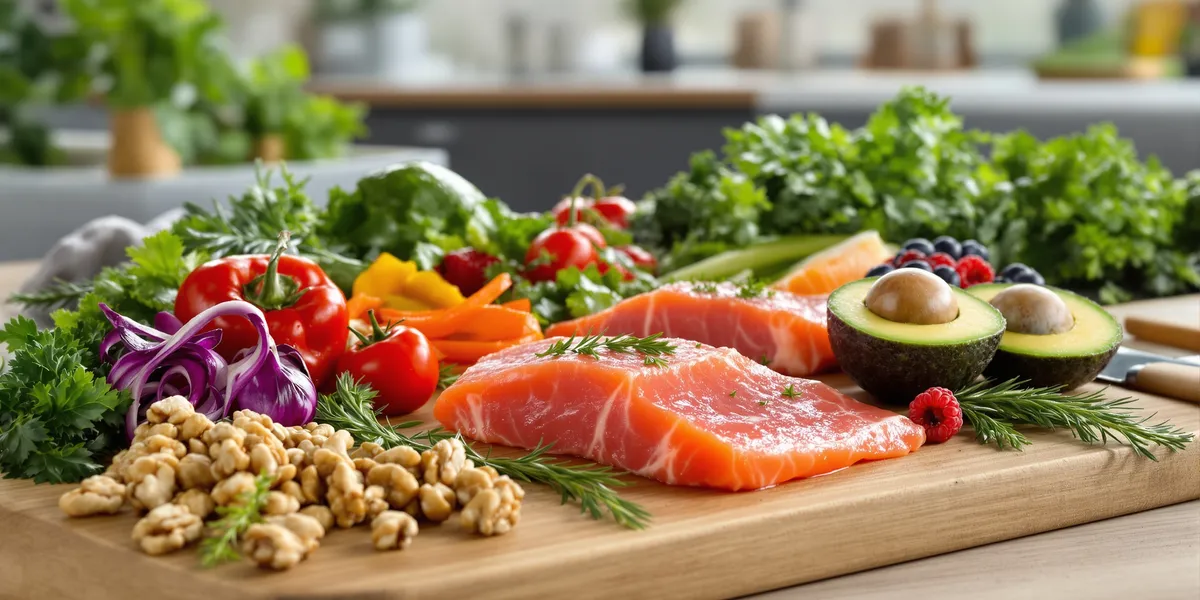 Surowe składniki diety paleo na desce