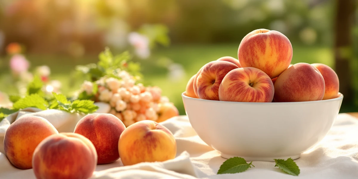 świeże brzoskwinie w białej misce