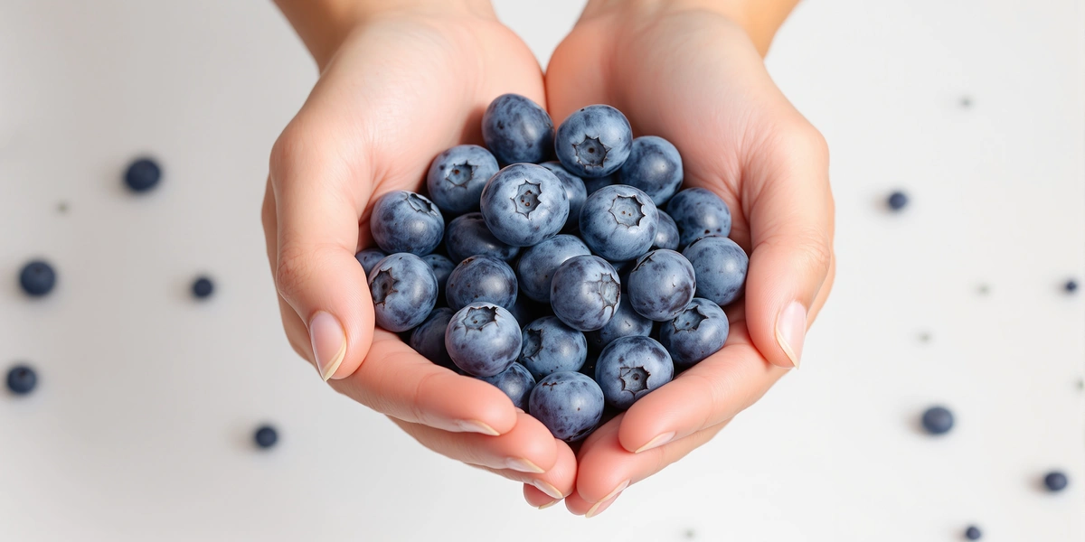 Świeże borówki amerykańskie w dłoniach