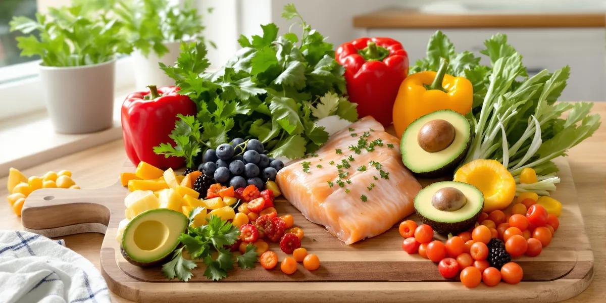 Świeże produkty diety paleo na desce