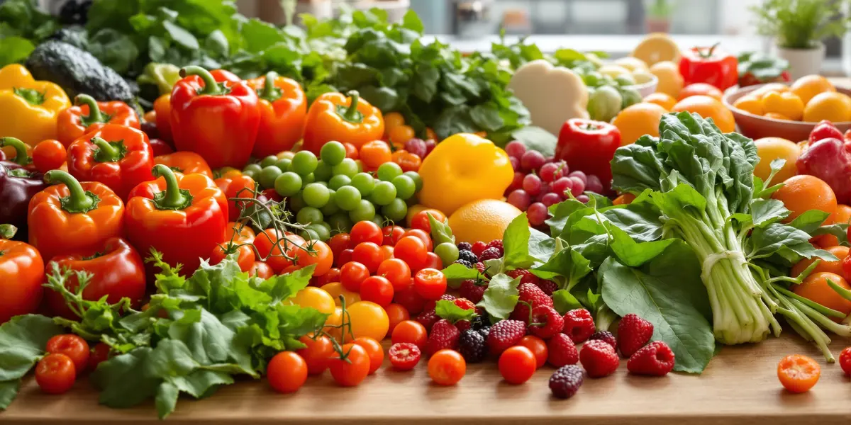 Świeże warzywa i owoce na desce