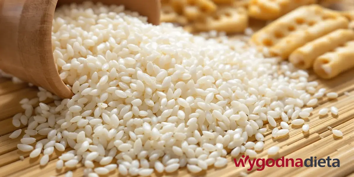 ziarna ryżu wysypujące się z drewnianego pudełka