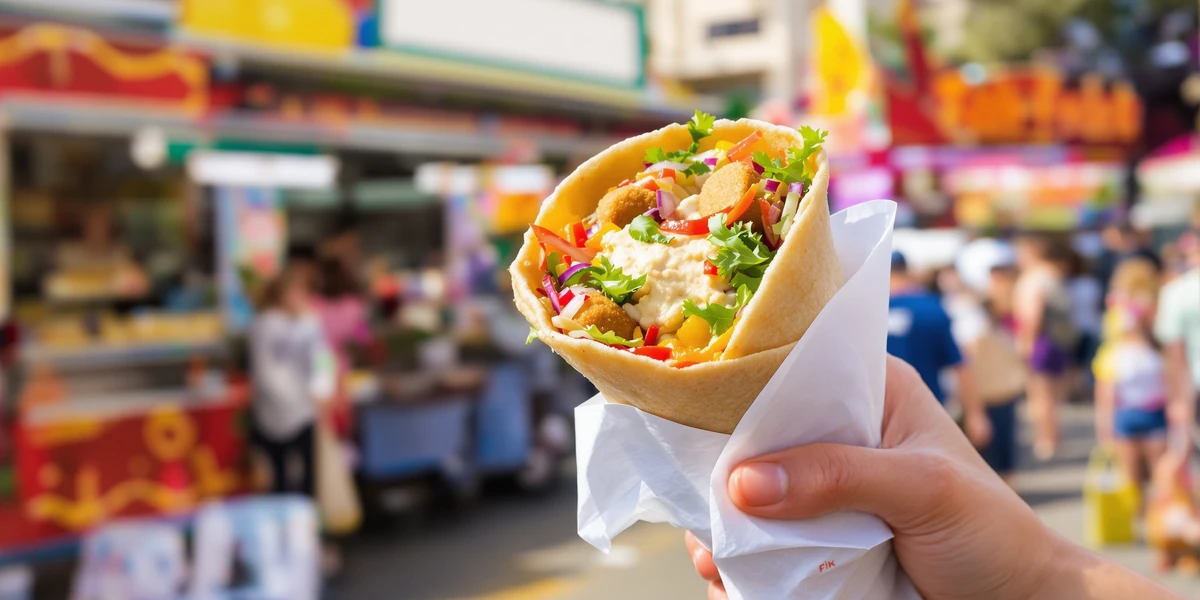 kebab w dłoni na bazarze