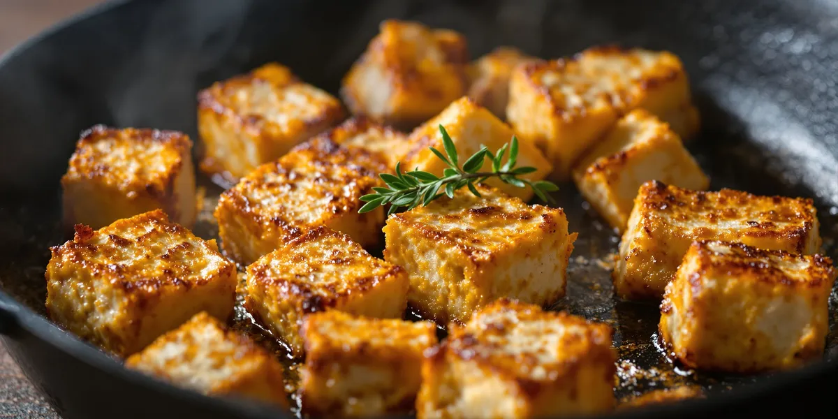 usmażone kostki tofu