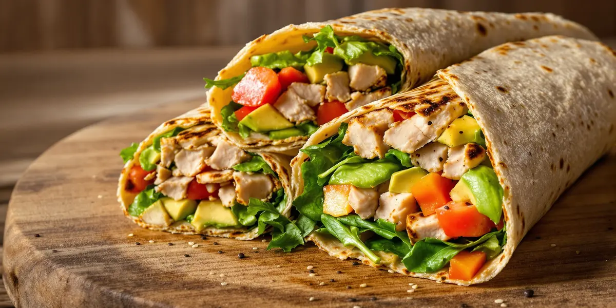 tortilla z indykiem, awokado i szpinakiem na kolację