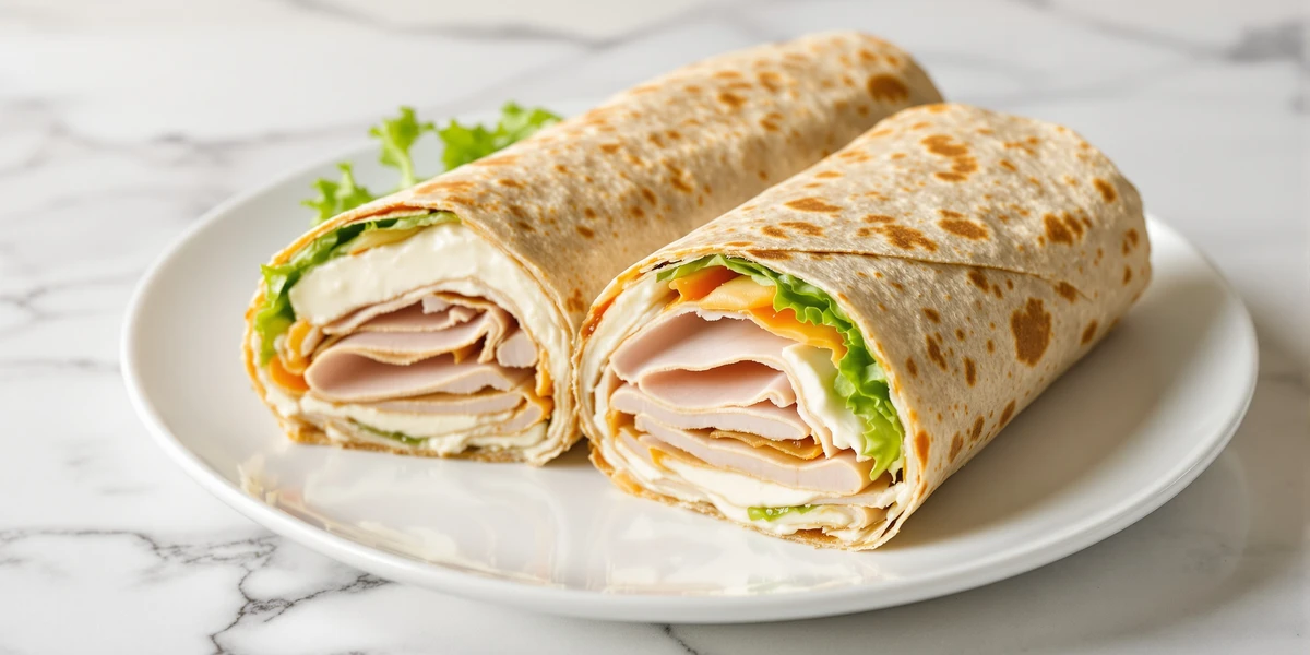 tortilla z serkiem śmietankowym i chudą wędliną