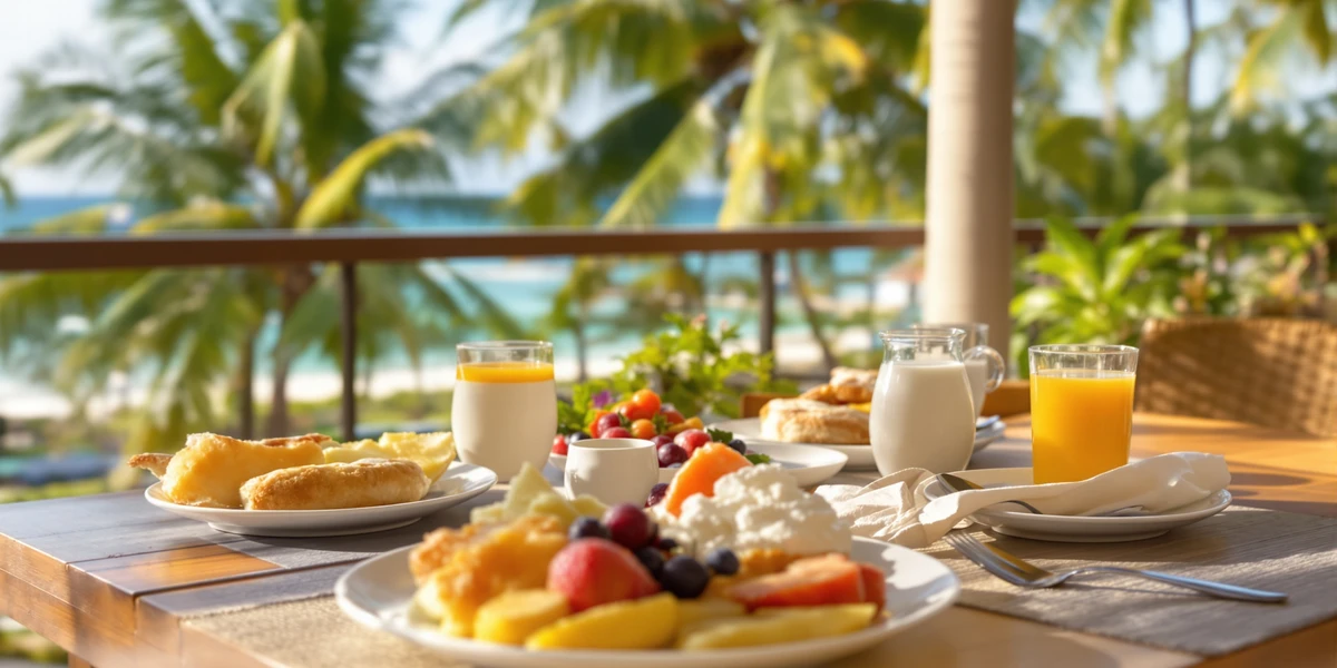 Tropikalne śniadanie z widokiem morza
