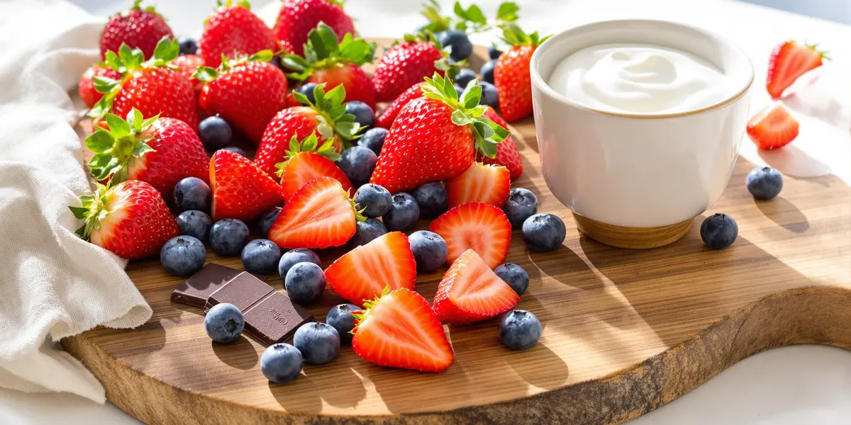 Truskawki, borówki i jogurt naturalny