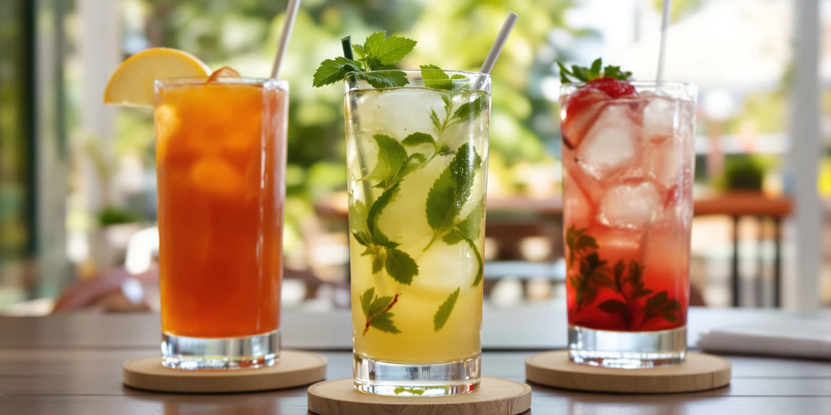 Trzy kolorowe koktajle letnie