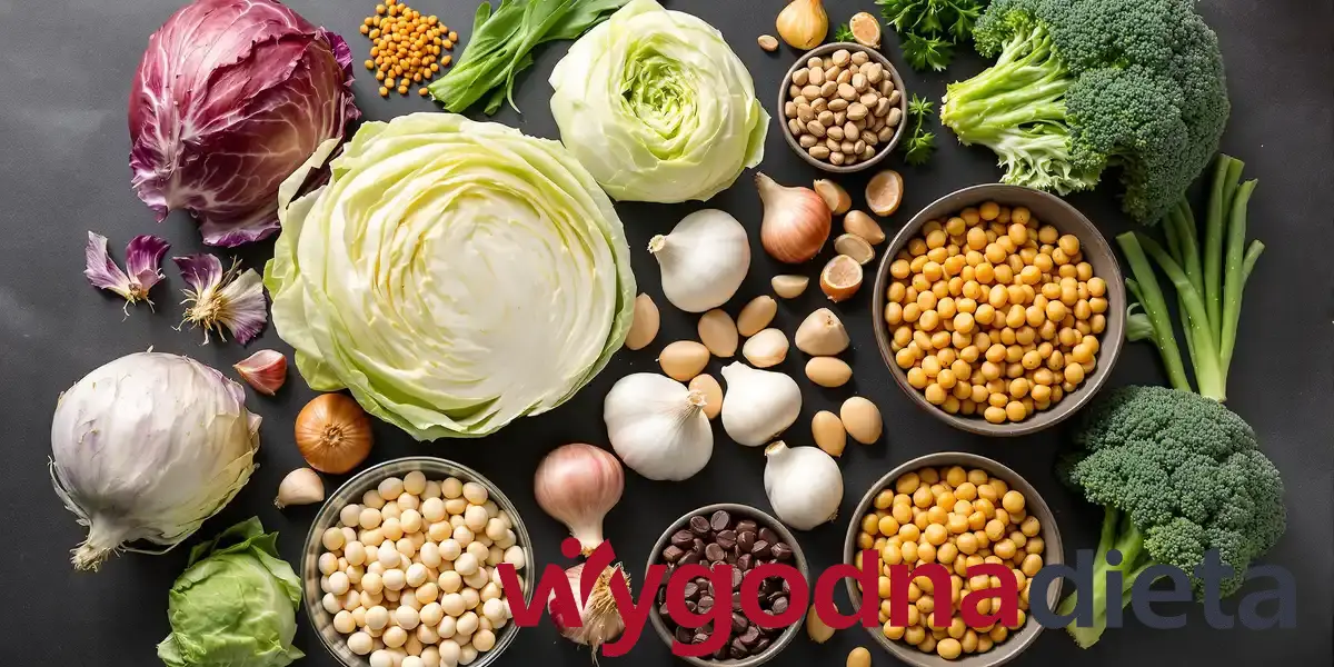 kapusta biała i czerwona, cebula, czosnek, cieciorka, brokuł