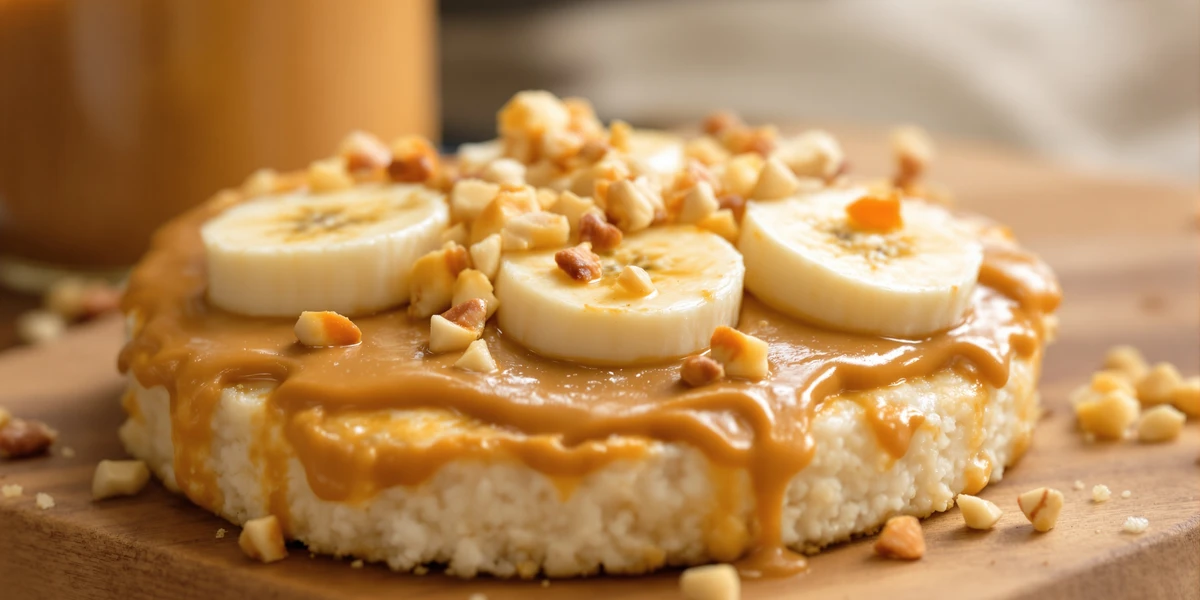 wafel ryżowy z masłem orzechowym i bananem