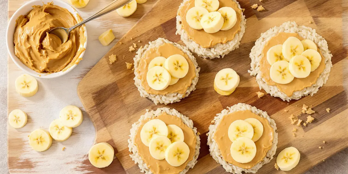 Wafle ryżowe z masłem orzechowym i bananem