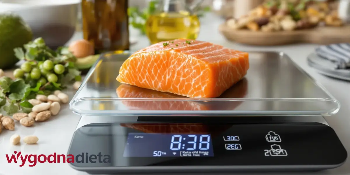 filet z łososia atlantyckego na wadze kuchennej