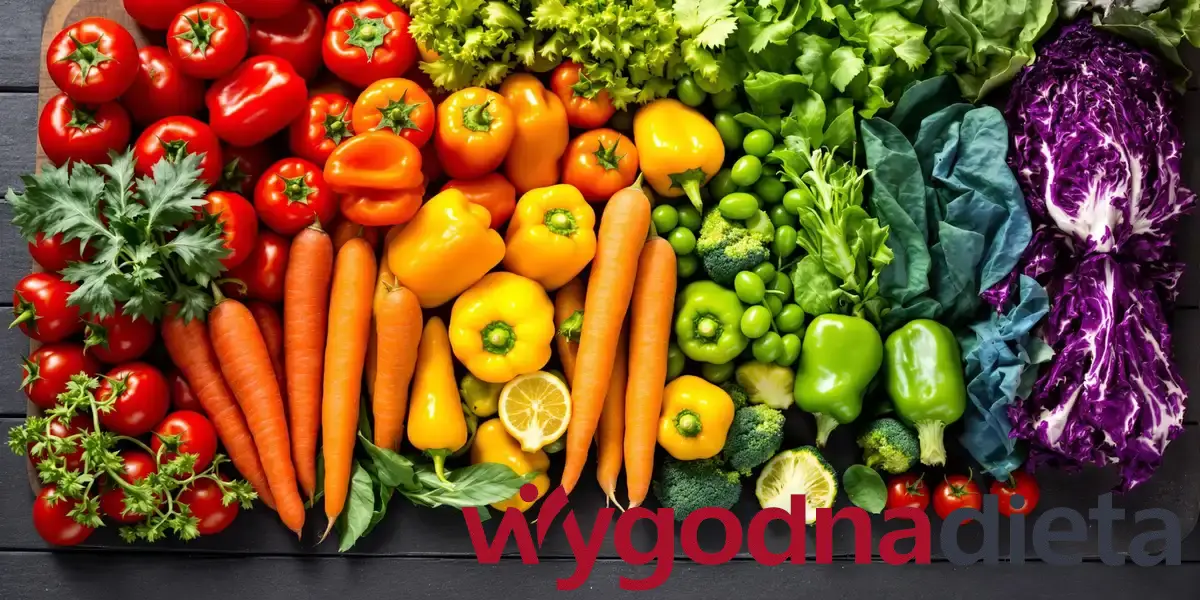 warzywa i owoce w różnych kolorach