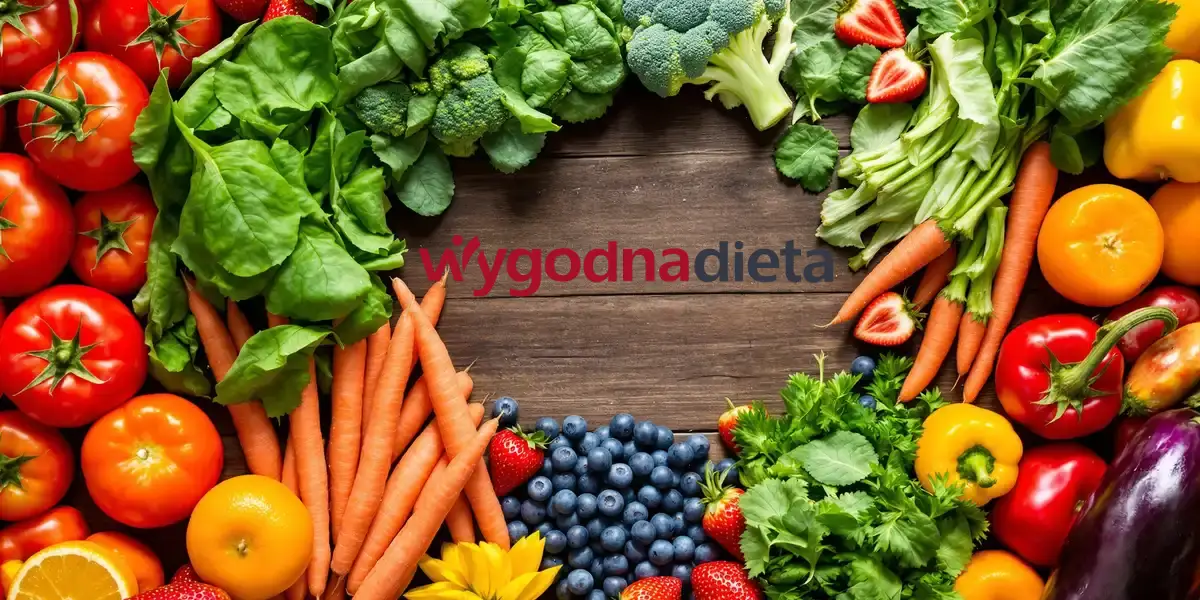 kolorowa kompozycja z warzyw i owoców