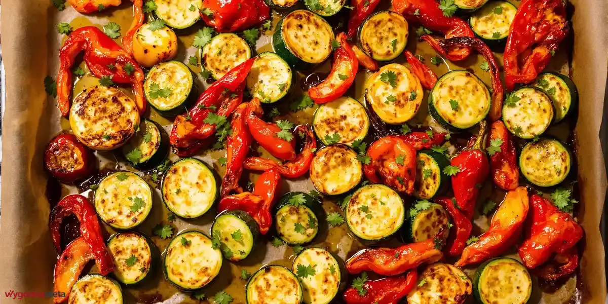 grillowana cukinia z czerwoną papryką