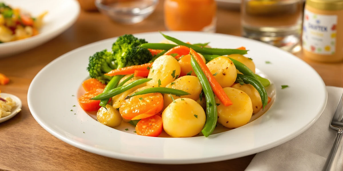 Warzywa z ziemniakami na talerzu