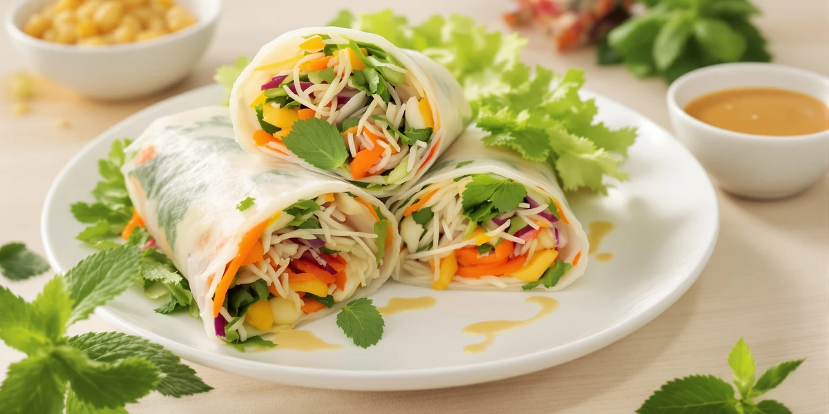 Wegańskie spring rolls z warzywami i sosem