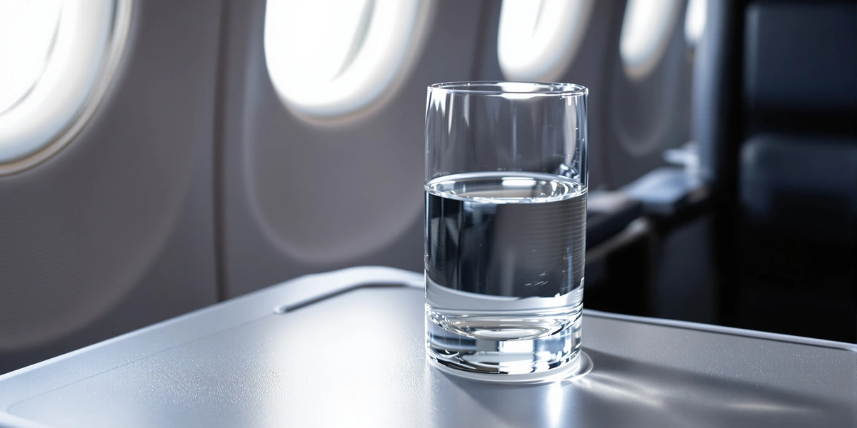 Woda w szklance w samolocie