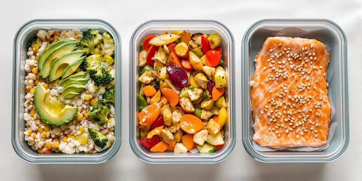 trzy zbilansowane posiłki w szklanych lunch boxach