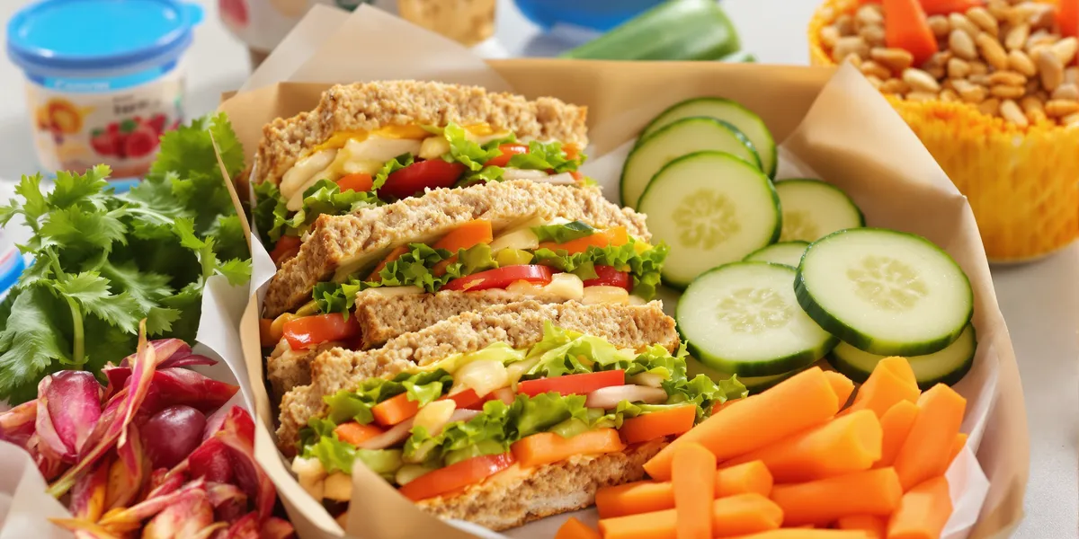 Zdrowe kanapki z warzywami lunch box