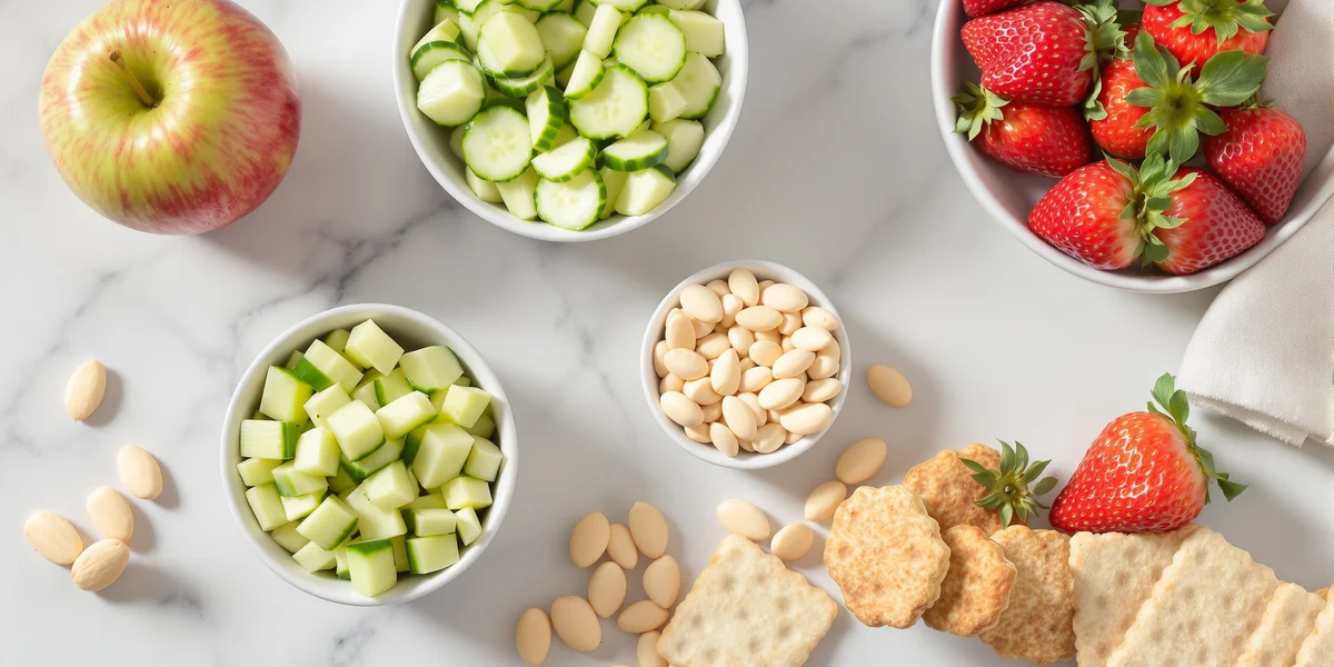 Zdrowe przekąski na marmurowym blacie