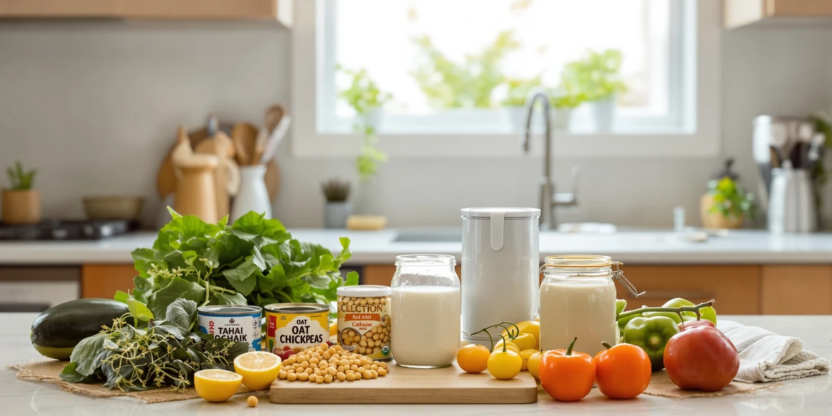 Zdrowe składniki na kuchennym blacie