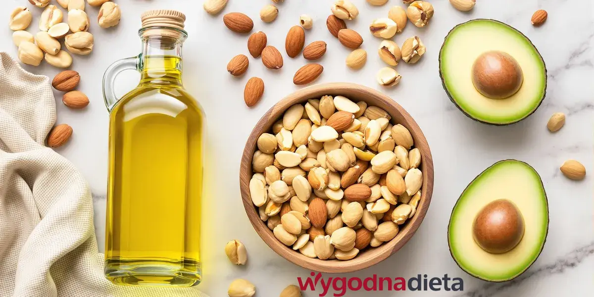 oliwa z oliwek i różne rodzaje orzechów