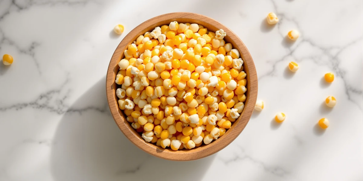 Ziarna kukurydzy w drewnianej misce