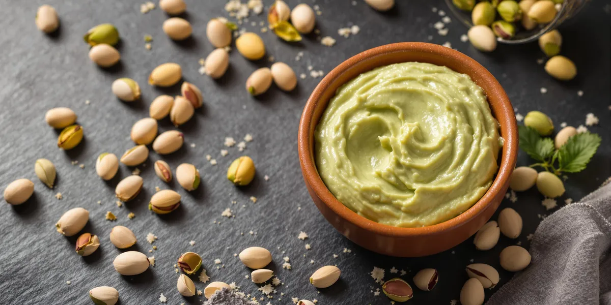 Zielone masło pistacjowe w misce