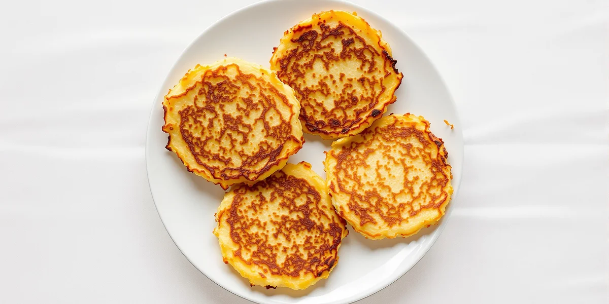 Złociste placki ziemniaczane na talerzu