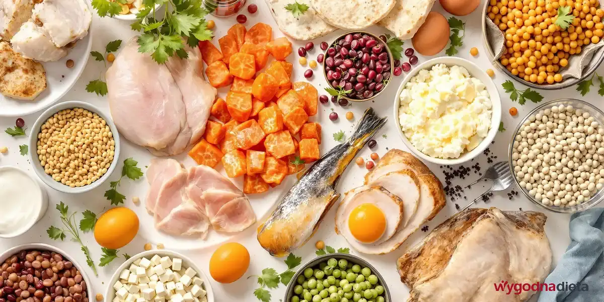 ciecierzyca, czerwona fasola , jajka, tofu i łosoś pokrojony w kostkę